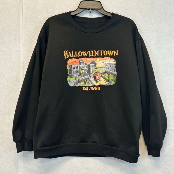 HALLOWEENTOWN Unisex Sweatshirt XL Black Est.1998 Retro Pumpkin Halloween Movie - Picture 3 of 10